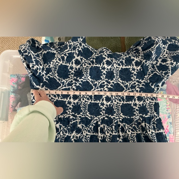 SZ Blockprints blue floral puff sleeve dress sz large - Picture 6 of 6